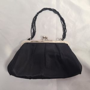 Like New Used Once Claires Black Satin Evening Clutch Bag